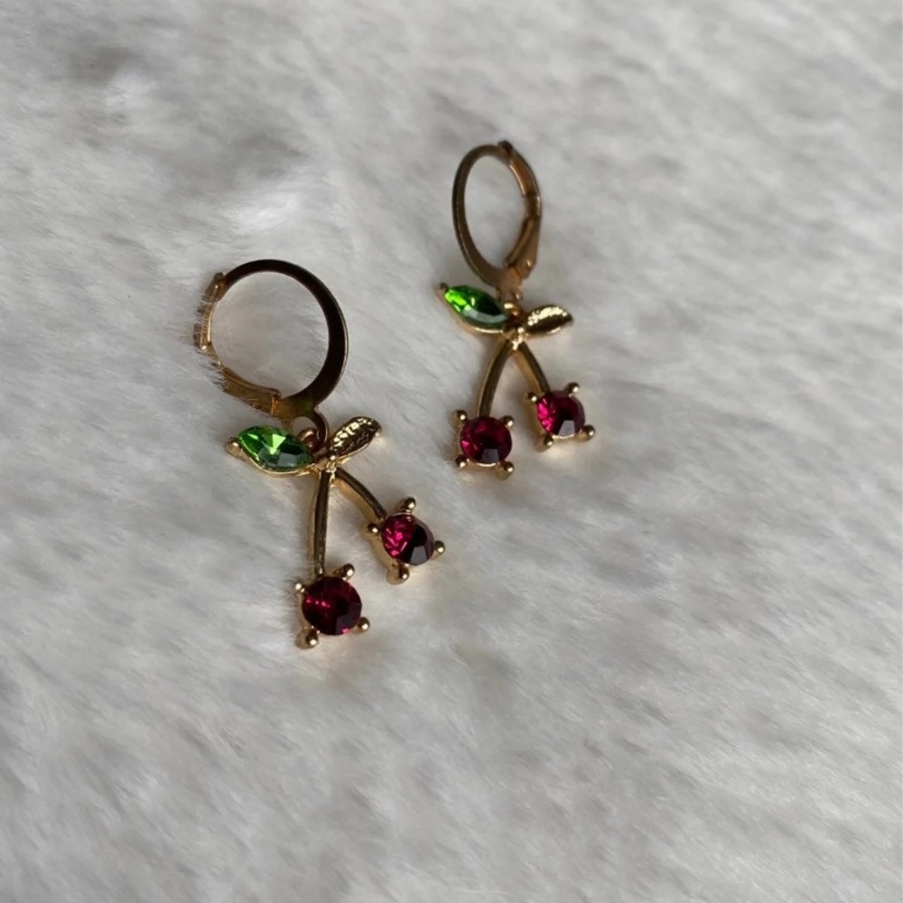 Cherry huggie hoop earrings